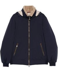 Brunello Cucinelli - Shearling-Collar Hooded Jacket - Lyst