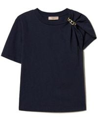 Twinset - One-Shoulder Logo Plaque Top - Lyst
