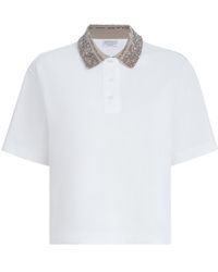 Brunello Cucinelli - Sequinned Collar Jersey Polo Shirt - Lyst