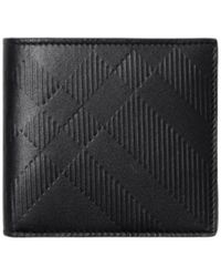 Burberry - Check Embossed Bi-Fold Wallet - Lyst