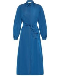 Max Mara - Belted Balloon-Sleeve Midi Dress - Lyst