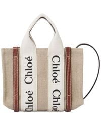 Chloé - Chloé Woody Logo Printed Mini Tote Bag - Lyst