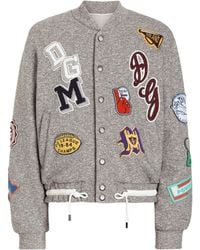Dolce & Gabbana - Stretch-Cotton Fleece Patch Bomber Jacket - Lyst