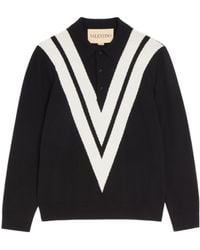 Valentino - Wool Polo Shirt With Inlaid V - Lyst