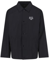 A.P.C. - Logo Printed Buttoned Jacket - Lyst
