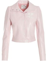 Courreges - Courrèges Vinyl Straight Hem Cropped Jacket - Lyst