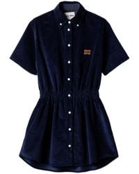 Miu Miu - Short-Sleeved Corduroy Dress - Lyst