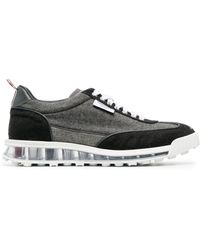 Thom Browne - Panelled Leather Wool Runner Sneakers - Lyst