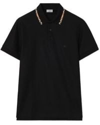 Burberry - Ekd Embroidered Checked-Trim Polo Shirt - Lyst