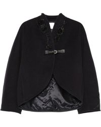 forte_forte - Embroidered Buckle-Fastening Coat - Lyst