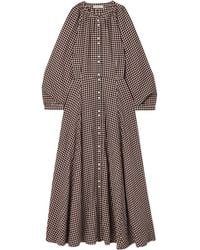 Doen - Madelaine Checked Organic Cotton-Voile Midi Dress - Lyst