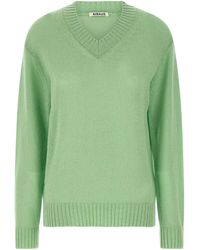 AURALEE - V-Neck Knitted Jumper - Lyst