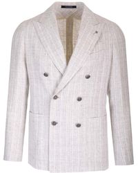 Tagliatore - Double-Breasted Striped Blazer - Lyst