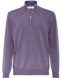 Brunello Cucinelli - Funnel-Neck Knitted Polo Shirt - Lyst