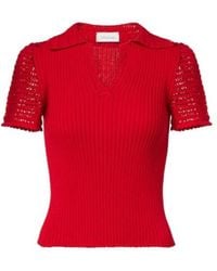 Magda Butrym - Crochet-Trimmed Cotton Polo Shirt - Lyst