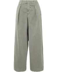 SLVRLAKE Denim - Pleated Cotton Wide-Leg Pants - Lyst