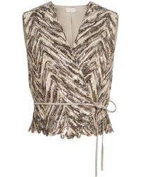 Brunello Cucinelli - Sequin-Embellished V-Neck Vest - Lyst