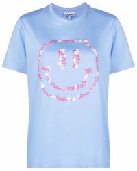 Ganni - Smiley Crewneck T-Shirt - Lyst