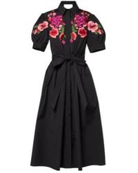 Carolina Herrera - Floral Embroidered Cotton-Blend Shirt Dress - Lyst