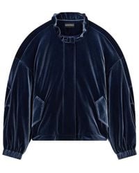 Emporio Armani - Long-Sleeved Ruffled Velvet Jacket - Lyst