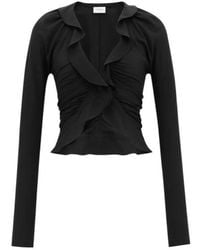 Saint Laurent - Silk Ruffled Blouse - Lyst