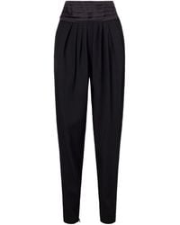 Lanvin - Pleated Charmeuse And Draped Wool Tapered Pants - Lyst