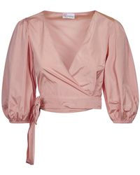 RED Valentino - V-Neck Bow-Tie Blouse - Lyst