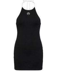 Marine Serre - Moon Logo Ribbed Jersey Halter Short Dress - Lyst