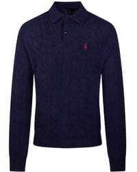 Ralph Lauren - Polo Long-Sleeved Knitted Polo Shirt - Lyst
