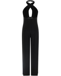 Norma Kamali - Cross Halter Straight-Leg Jumpsuit - Lyst