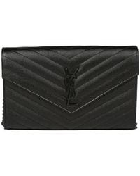 Saint Laurent - Monogram Logo Plaque Shoulder Bag - Lyst
