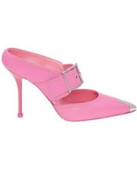 McQueen - Pointed-Toe Slip-On Mules - Lyst