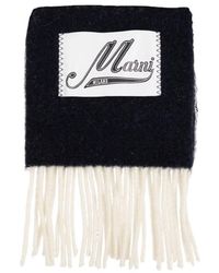 Marni - Logo Patch Striped Fringed Scarf - Lyst