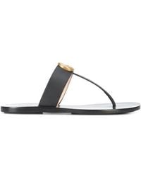 Gucci - Double G Leather Thong Sandals - Lyst