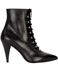 Saint Laurent - Logo High-Heeled Short Boots - Lyst