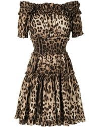 Dolce & Gabbana - Dolce & Gabbana Leopard Print Short Dress - Lyst