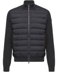Moncler - Wool Cashmere Blend Padded Zip-Up Cardigan - Lyst