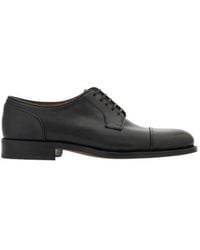 Ferragamo - Derby Shoe With Stitching Detail - Lyst