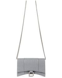 Balenciaga - Hourglass Crocodile-Effect Clutch Bag - Lyst