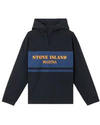 Stone Island - Oversized Fit Hooded Sweatshirt With Stripe Andlettering - Lyst