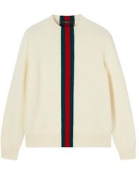 Gucci - Knit Wool Sweater With Web Intarsia - Lyst