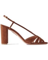 Aquazzura - Solid Color Suede Slingback Sandals - Lyst