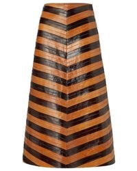 Fendi - Two-Tone Chevron Leather Skirt - Lyst
