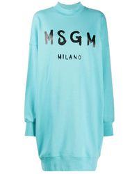 MSGM - Logo Details Sweater-Style Dress - Lyst