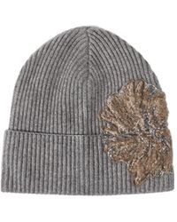 Brunello Cucinelli - Cashmere Ribbed Beanie With Whispering Bloom Embroidery - Lyst