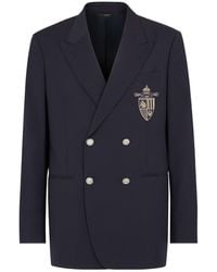 Fendi - Logo Embroidered Double Breasted Jacket - Lyst