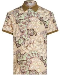 Etro - Floral-Print Cotton Polo Shirt - Lyst