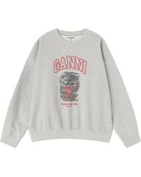 Ganni - Kitty Printed Crewneck Sweatshirt - Lyst