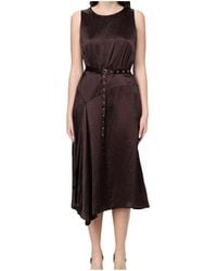 Liu Jo - Belted Asymmetric Satin Midi Dress - Lyst