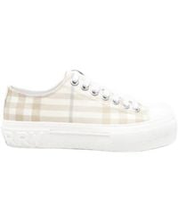 Burberry - Check-Pattern Platform Lace-Up Sneakers - Lyst